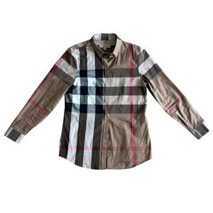 Burberry Check Button Down Collar Shirt XS
